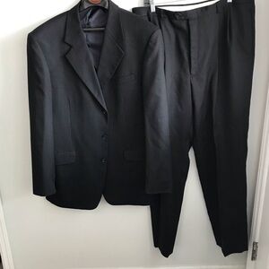 Jones New York 44L 40X34 Black Pinstripe 100% Wool Mens Pants Suit Used Conditio